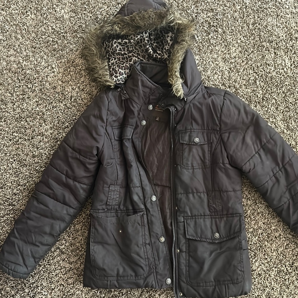 Dollhouse Brown Hooded Jacket with Leopard Lining